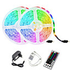 2x5M Waterproof LED Light Strips Light Sets RGB Tiktok Lights 2x300 LEDs 2835 SMD 8mm 44Keys 1BIN2 IR Remote Controller Cuttable Self-adhesive Soft Light Strip DC12V