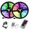 (2x5M)10M 32.8ft LED Light Strips RGB Tiktok Lights 2835 600leds 8mm Strips Lighting Flexible Color Changing with 44 Key IR Remote Ideal for Home Kitchen Christmas TV Back Lights DC 12V