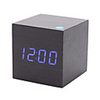 3" Black Wooden Design Blue Light Desktop Cubic Alarm Clock Thermometer (USB/4xAAA)