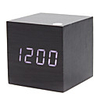 3" Black Wooden Design White Light Desktop Cubic Alarm Clock Thermometer (USB/4xAAA)