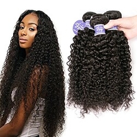 3 Bundles Hair Weaves Brazilian Hair Curly Kinky Curly Human Hair Extensions Virgin Human Hair Headpiece Natural Color Hair Weaves / Hair Bulk Bundle Hair 8-28 inch Natural Color Extender Natural miniinthebox