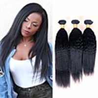 3 Bundles Hair Weaves Brazilian Hair kinky Straight Human Hair Extensions Remy Human Hair 100% Remy Hair Weave Bundles 300 g Natural Color Hair Weaves / Hair Bulk Human Hair Extensions 8-28 inch