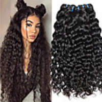 3 Bundles Hair Weaves Indian Hair Water Wave Human Hair Extensions Remy Human Hair 100% Remy Hair Weave Bundles 300 g Natural Color Hair Weaves / Hair Bulk Human Hair Extensions 8-28 inch Natural