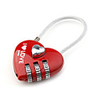 3 Digit Luggage Heart Shaped Padlock Lock Red