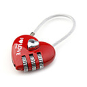 3 Digit Luggage Heart Shaped Padlock Lock Red