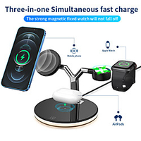 3 in 1 15W Fast Charge Pro Wireless Charger with Mag-Safe Magnetic Charger for iPhone 12 Pro Max iPhone 11 8 7 Samsung, Charger with LED Light Stand for Watch 6 5 4 3 Air pods Pro Charging Station miniinthebox