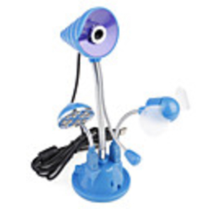 3-in-1 Cute Premium Webcam with Microphone/Light/Fan (Blue)