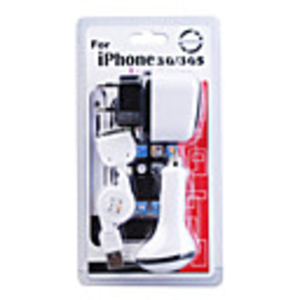 3-in-1 Mobile Charger Kit for iPhone (AC Plug/Car Charger/USB Cable)