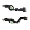 3-In-1 Rectractable USB to Apple 30pin/Micro USB/Mini USB Cable - 80CM/Black