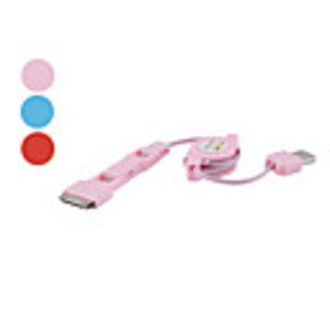 3-In-1 Retractable USB Cable to 30pin,  Micro USB and Mini for iPad and iPhone (80cm,  Assorted Colors)
