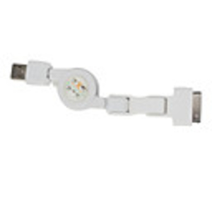 3-In-1 Retractable USB to 30pin,  Micro USB,  Mini USB Cable (80cm)