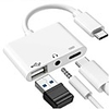 3 in 1 USB C Adapter with 3.5 mm Headphone JackUSB C OTG AdapterSupport USB Camera ChargingCard Reader Compatible for iPad Pro and Type C Jack Phone