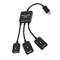 3 in1 Multi-function Dual Micro USB Host OTG Hub Adapter Cable Male to Female Dual Micro USB 2.0 Host OTG Hub Adapter Cable