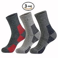 3 Pack Full Cushioned Hiking Walking Socks Quarter Crew Socks Men