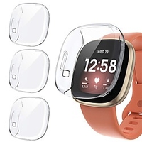 3 Pack Smartwatch Screen Protector with Case Compatible with Fitbit Versa 3 / Sense Screen Protector Case Soft TPU Bumper Full Around Fit bit Versa3 Sense Cover Protective Accessories (Clear/Clear/Clear 3) miniinthebox