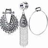 3 pairs stainless steel dangle plugs ear tunnels for women 2g earrings gauges expander stretcher ear piercing jewelry (2g=6mm)