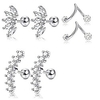 3 pairs stainless steel silver ear cartilage earrings for women girls tragus helix earring cute conch flat back piercing jewelry 16g