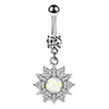 3 pcs 14g stainless steel dangle belly button rings for women belly piercing cz inlaid (1pcs silver)