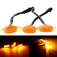 3 Pcs Amber LED 12V Car Grille Strobe Light Head LED Car Emergency Signal Running Lights Lamp For Cars