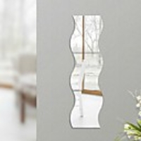 3 pcs DIY Wave Shaped Acrylic Mirror Effect Sticker Wall Sticker Mirror Surface Wall Stickers Home Decoration Side 30 x 23.5cm