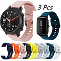3 Pcs Sport Silicone Watch Band for Amazfit GTR 47mm 42mm / GTS / Bip S / Bip Youth / Stratos 3 / Stratos 2 2S/Pace 1/Mi Watch Color/ Mi Haylou Replaceable Bracelet Wrist Strap Wristband