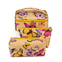 3 Pieces Cosmetic Bag Travel Toiletry Bag Large Capacity Waterproof Travel Storage Durable Butterfly PU Leather Camping / Hiking / Caving Everyday Use Portable