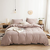 3 Pieces Duvet Cover Set Solid Color Soft 100% Washed Microfiber Comforter Cover Bedding Sets Queen Include 1 Duvet Cover and 1 or 2 Pillowcases