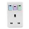 3 Plug UK Adapter With Safety Shutters
