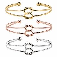 3 sets adjustable bracelet alloy simple forever love fashion plated stainless steel metal jewelry bangle wristlet circlet cuff for women girls gift