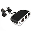 3 Socket Triple Socket Car Cigarette Lighter Charger Adapter with USB Port - Black (DC 12/24V)