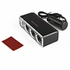 3 Socket Triple Socket Car Cigarette Lighter Charger Adapter with USB Port - Black (DC 12V)
