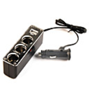 3 Sockets Car Charger with USB Power Supply