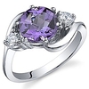 3 stone design 1.75 carats amethyst ring in sterling silver size 7