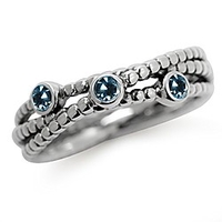 3 stone genuine london blue topaz 925 sterling silver stack stackable ribbon ring size 9