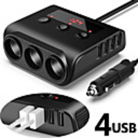 3 Way Car plug Charger Adapter 12V-24V Socket Splitter Plug LED 4 USB Charger Adapter 2.4A 100W For Phone MP3 DVR