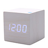 3" White Wooden Design Blue Light Desktop Cubic Alarm Clock Thermometer (USB/4xAAA)