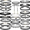 30 pcs black choker necklaces set womens velvet choker set classic with lace tattoo charm girls stretch necklace