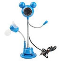 300K USB Webcam with Microphone and Fan (Blue)