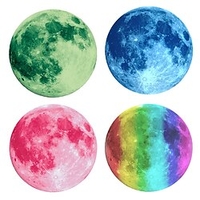 30cm Luminous Moon 3D Wall Sticker for kids room living room bedroom decoration home decals Glow in the dark Wall Stickers miniinthebox
