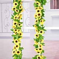 30LED 2.4M Artificial Sunflower Garland Silk Fake Flowers Ivy Leaf Plants Home Decor Flower Wall Wreath