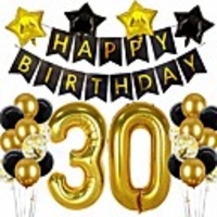 30th birthday decorations black and gold 30 party decorations 30th birthday banner 30th number balloons for 30th anniversary party decorations