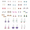 31 pairs hypoallergenic earrings for girls kids,  girls christmas stud earrings,  animal earring sets colorful rainbow unicorn earring for little girls