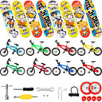 31 pcs Finger skateboards Mini fingerboards Finger bikes Finger Toys Plastics Alloy Office Desk Toys with Replacement Wheels and Tools Party Favors Kid