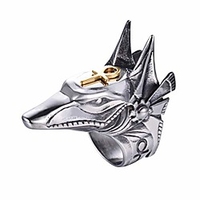 316l stainless steel ring for man creative egypt anubis god and ankh cross biker ring punk stainless steel jewelry size 8 to 15 (silver,  13)