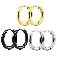 316l surgical stainless steel hoop earrings mens womens small huggie hoop earrings(3 pairs)-12mm