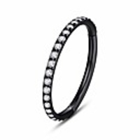 316l surgical-steel hinged nose rings hoop with zicron 16g(1.2mm) womens and mens body pierecing ring septum clicker helix cartilage hoop body piercing jewelry 10mm diameter,  black color
