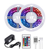 32.8ft 10M LED Strip Lights RGB Tiktok Lights 600LEDs Flexible Color Change SMD 2835 with 24 Keys IR Remote Controller and 100-240V Adapter for Home Bedroom Kitchen TV Back Lights DIY Deco