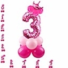 32inch pink number 3 balloons crown balloon digital foil balloon premium latex balloons combination for kids birthday party supplies wedding anniversarty decoration