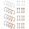 32pcs surgical steel lip rings clear diamond cz labret studs tragus horseshoe ring helix hoop earring body jewelry piercing retainer for women men 16 gauge silver rose gold