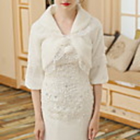 3/4 Length Sleeve Shawls Faux Fur Wedding Women